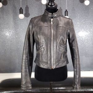 Gap 1969 real Leather distressed Jacket EUC